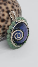 Load image into Gallery viewer, Silver Green Aventurine Sparkly Blue Purple Resin Cabochon Pendant
