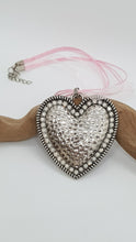Load image into Gallery viewer, Large Rhinestone Silver Love Heart Charm Pendant