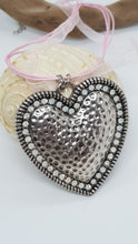 Load image into Gallery viewer, Large Rhinestone Silver Love Heart Charm Pendant
