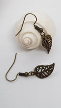 Load image into Gallery viewer, Antique Copper Leaf Charm Earrings