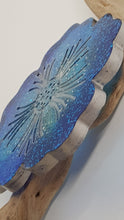 Load image into Gallery viewer, Set of 2 x Cobalt Blue & Silver Sparkly Glitter Hibiscus Resin Coasters