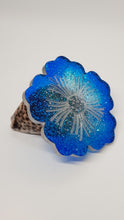 Load image into Gallery viewer, Set of 2 x Cobalt Blue & Silver Sparkly Glitter Hibiscus Resin Coasters