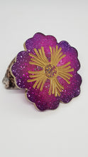 Load image into Gallery viewer, Set of 2 x Plum Pink & Gold Sparkly Glitter Hibiscus Resin Coasters