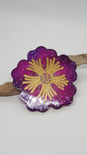 Load image into Gallery viewer, Set of 2 x Plum Pink & Gold Sparkly Glitter Hibiscus Resin Coasters