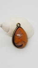 Load image into Gallery viewer, Antique Copper Teardrop Bezel Sparkly Gold & White Resin Cabochon Pendant