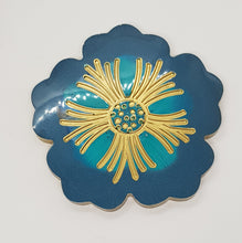 Load image into Gallery viewer, Set of 2 x Ocean Green Teal & Gold Resin Hibiscus Coasters
