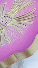 Load image into Gallery viewer, Set of 2 x Magenta Rose Pink & Gold Resin Hibiscus Coasters