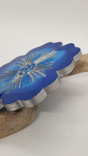Load image into Gallery viewer, Set of 2 x Sapphire Blue & Silver Blue Sparkly Glitter Hibiscus Resin Coasters