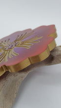 Load image into Gallery viewer, Set of 2 x Apricot Lavender & Gold Resin Hibiscus Coasters