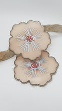 Load image into Gallery viewer, Set of 2 x Pearl Lemonade Pink & Silver Bling Rhinestone Hibiscus Resin Coasters