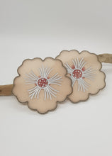 Load image into Gallery viewer, Set of 2 x Pearl Lemonade Pink & Silver Bling Rhinestone Hibiscus Resin Coasters