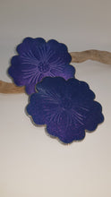 Load image into Gallery viewer, Set of 2 x Purple Violet Holographic Bling Rhinestone Hibiscus Resin Coasters