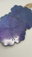 Load image into Gallery viewer, Set of 2 x Purple Violet Holographic Bling Rhinestone Hibiscus Resin Coasters