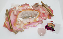 Load image into Gallery viewer, Pink & Gold Crystal Geode Dressing Table Jewellery Tray
