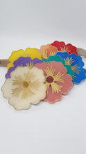 Load image into Gallery viewer, Set of 8 x Gold Rainbow Hibiscus Resin Coasters