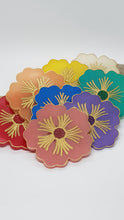 Load image into Gallery viewer, Set of 8 x Gold Rainbow Hibiscus Resin Coasters