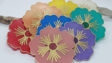 Load image into Gallery viewer, Set of 8 x Gold Rainbow Hibiscus Resin Coasters