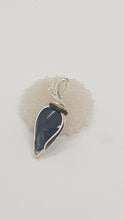 Load image into Gallery viewer, Silver Wire Wrapped Blue Sapphire Teardrop Cabochon Pendant