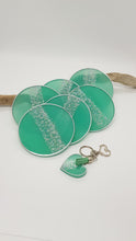 Load image into Gallery viewer, Set of 6 x Silver Sparkle Peppermint Glitter Resin Coasters