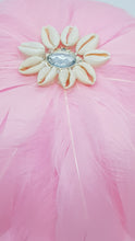 Load image into Gallery viewer, Pink Feather & Cowrie Shell Juju Hat Wall Hanging