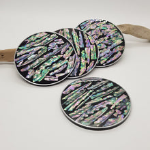 Load image into Gallery viewer, Set of 4 x Black & Silver Mother Of Pearl Resin Coasters
