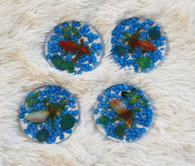 Load image into Gallery viewer, Set of 4 x Blue 3D Goldfish Resin Coasters