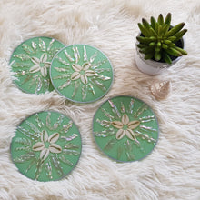 Load image into Gallery viewer, Peppermint Mother Of Pearl Cowrie Shell Resin Coasters