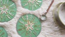 Load image into Gallery viewer, Peppermint Mother Of Pearl Cowrie Shell Resin Coasters