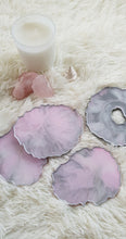 Load image into Gallery viewer, Pink & Silver Marble Geode Resin Coasters