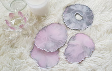 Load image into Gallery viewer, Pink & Silver Marble Geode Resin Coasters