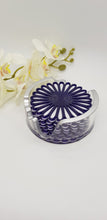 Load image into Gallery viewer, Violet Glitter Daisy Resin Coasters & Coaster Holder Set