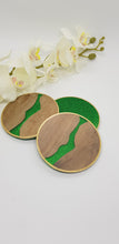Load image into Gallery viewer, Set of 9 Resin Wooden Glitter River Coasters