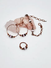 Load image into Gallery viewer, 'Coquina' Rhodonite Cabochon Pendant, Earrings, Bracelet & Ring Set