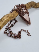 Load image into Gallery viewer, 'Coquina' Rhodonite Cabochon Pendant, Earrings, Bracelet & Ring Set