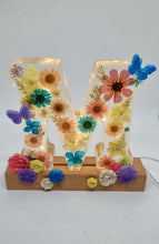 Load image into Gallery viewer, Floral Butterfly Alphabet Letter "M" Lamp