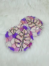 Load image into Gallery viewer, Hand Painted Monstera Leaf Geode Resin Coasters