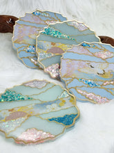 Load image into Gallery viewer, Hand Painted Washi Tape & Glitter Geode Resin Coasters