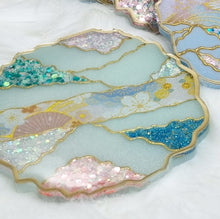 Load image into Gallery viewer, Hand Painted Washi Tape & Glitter Geode Resin Coasters