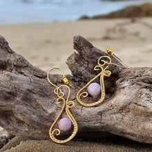Load image into Gallery viewer, 'Coral' Wire Wrapped Gemstone Bead Earrings