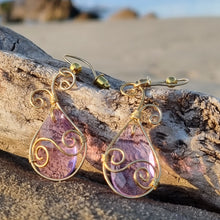Load image into Gallery viewer, 'Coral' Wire Wrapped Gemstone Bead Earrings