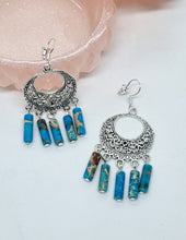 Load image into Gallery viewer, 'Miyoko' Turquoise Tube Bead Dangle Earrings