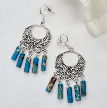 Load image into Gallery viewer, 'Miyoko' Turquoise Tube Bead Dangle Earrings