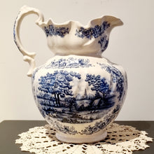 Load image into Gallery viewer, Vintage Bone China Hand Painted Blue & White Willow Pitcher & Wash Bowl Set