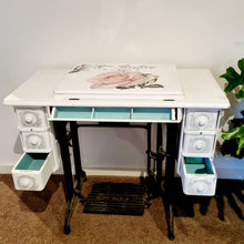 Load image into Gallery viewer, Revamped Shabby Chic Vintage Singer Sewing Machine & Cabinet