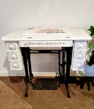 Load image into Gallery viewer, Revamped Shabby Chic Vintage Singer Sewing Machine & Cabinet