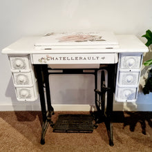 Load image into Gallery viewer, Revamped Shabby Chic Vintage Singer Sewing Machine & Cabinet
