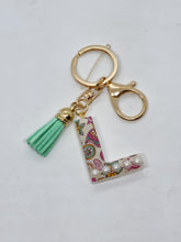 Load image into Gallery viewer, Resin Alphabet Letter Gold Paisley Tassel Keychains