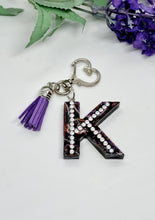 Load image into Gallery viewer, Resin Alphabet Letter Silver Paisley Tassel Keychains