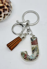 Load image into Gallery viewer, Resin Alphabet Letter Silver Paisley Tassel Keychains