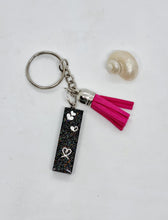Load image into Gallery viewer, Resin Alphabet Letter Silver Bling Tassel Keychains
